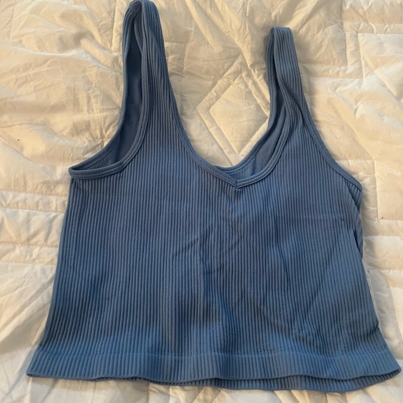 Elegant Blue Women's Ribbed Tank Top - Picture 1 of 2